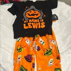 Halloween Pumpkin Kids Pajama Set - Black and Orange